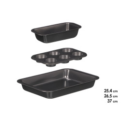 SET 3 STAMPI RETTANGOLARI 3 FORME ACCIAIO GRIGIO