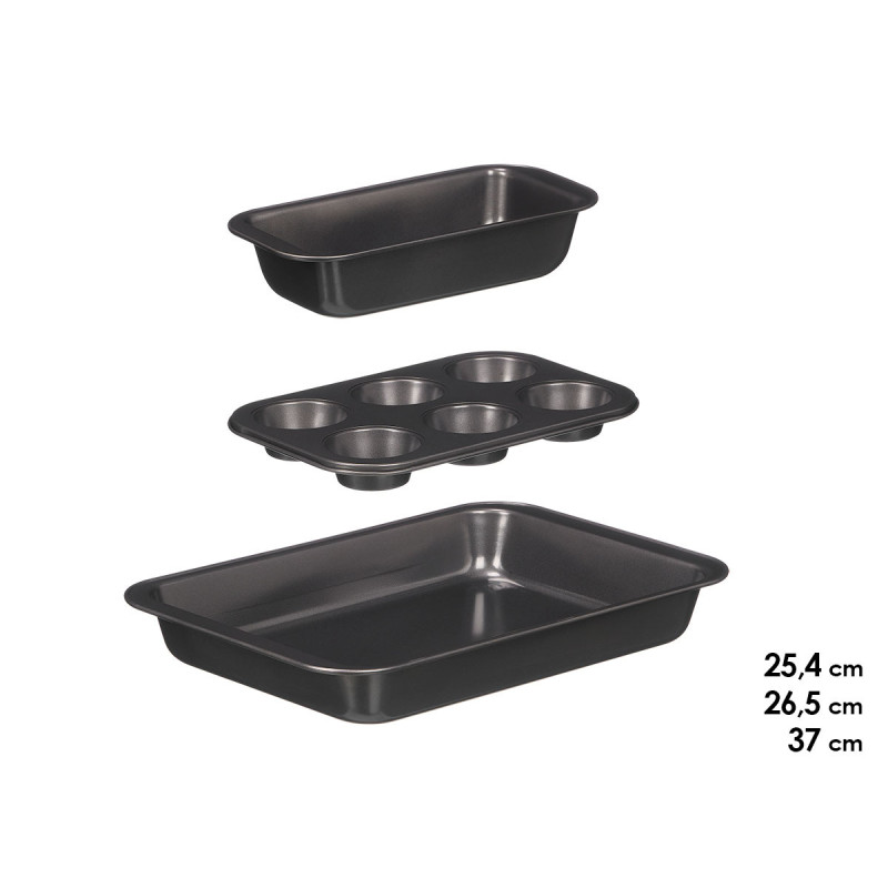 SET 3 MOLDE RECTANGULAR 3 FORMAS ACERO GRIS