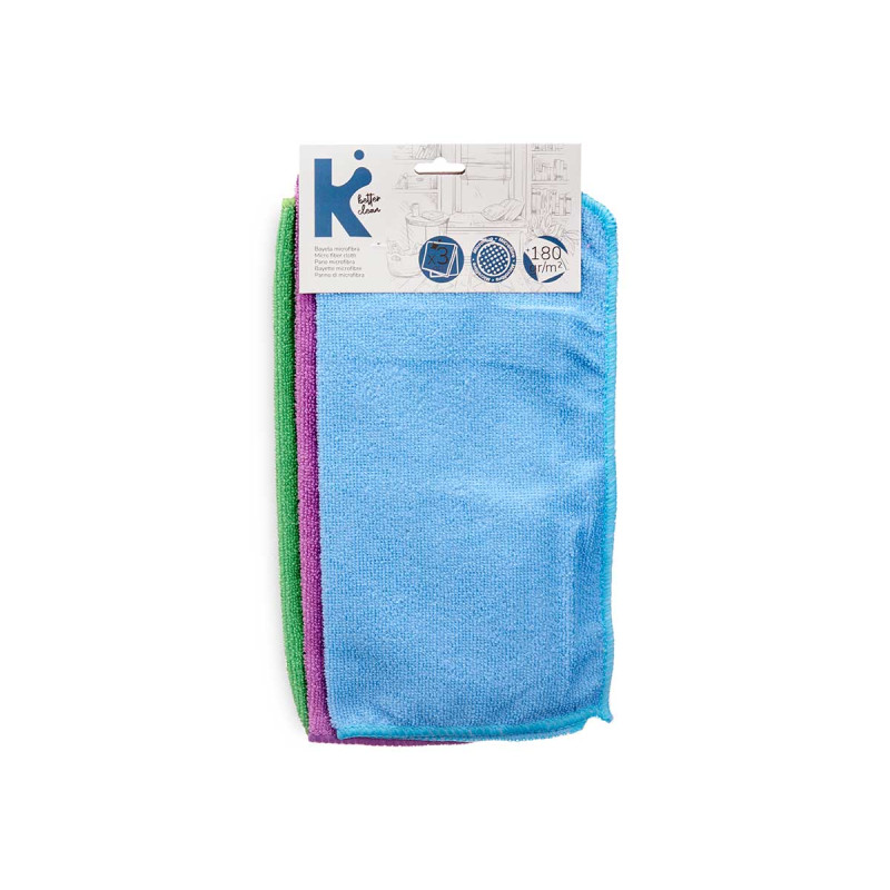 SET 3 PANNI MICROFIBRA 30 X 30 CM 180 GR