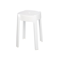 TABOURET ROND EN PLASTIQUE BLANC
