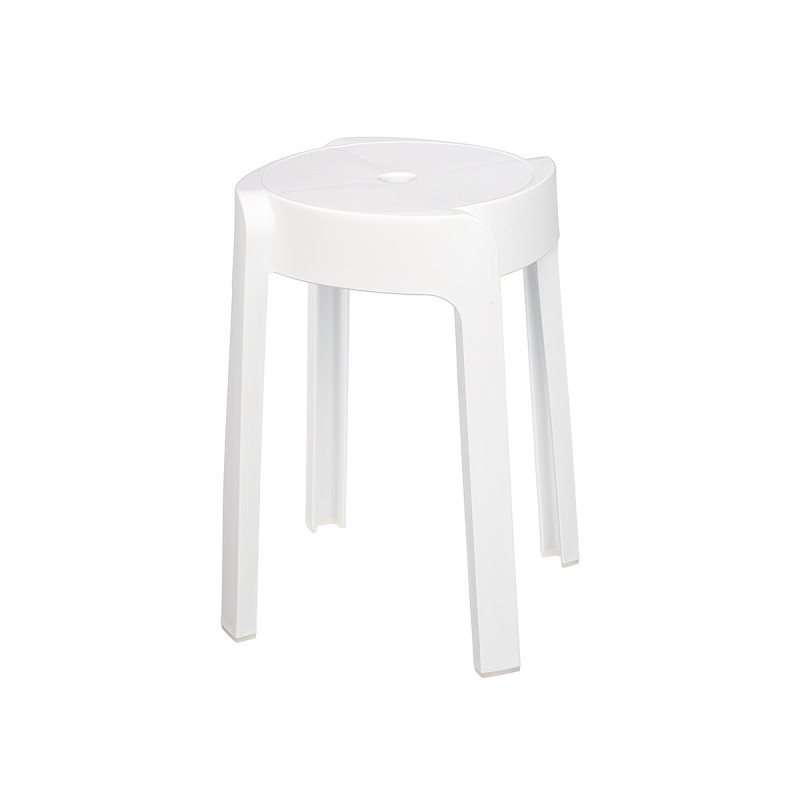 ROUND WHITE PLASTIC STOOL