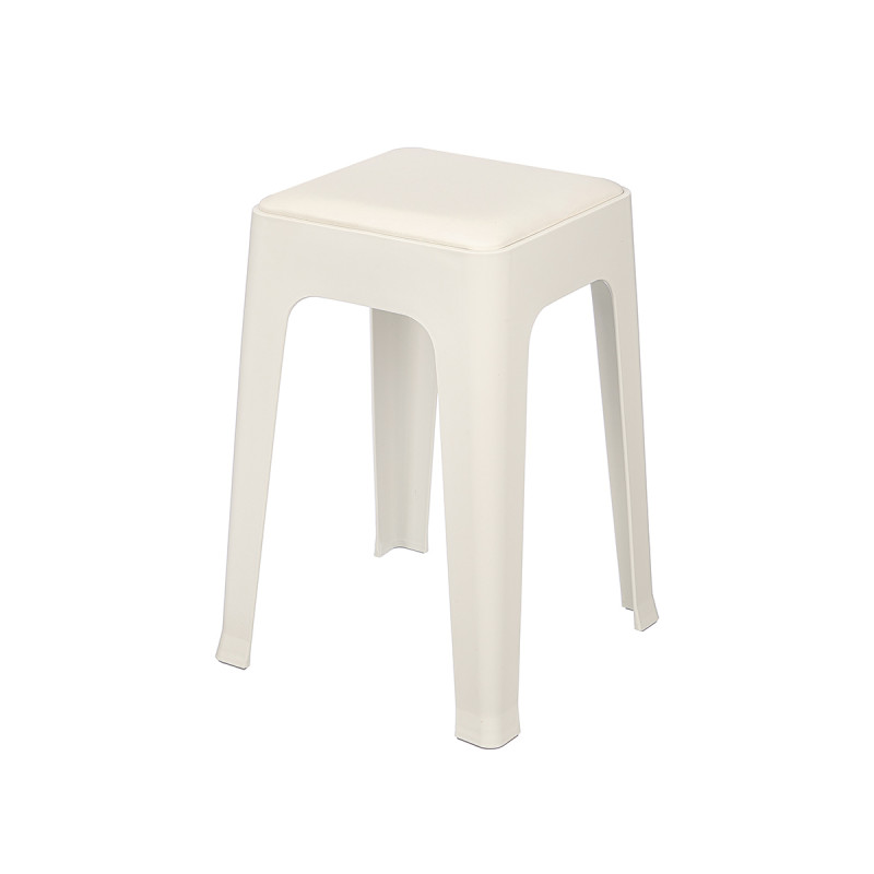 BANCO DE PLÁSTICO ALMOFADADO BRANCO