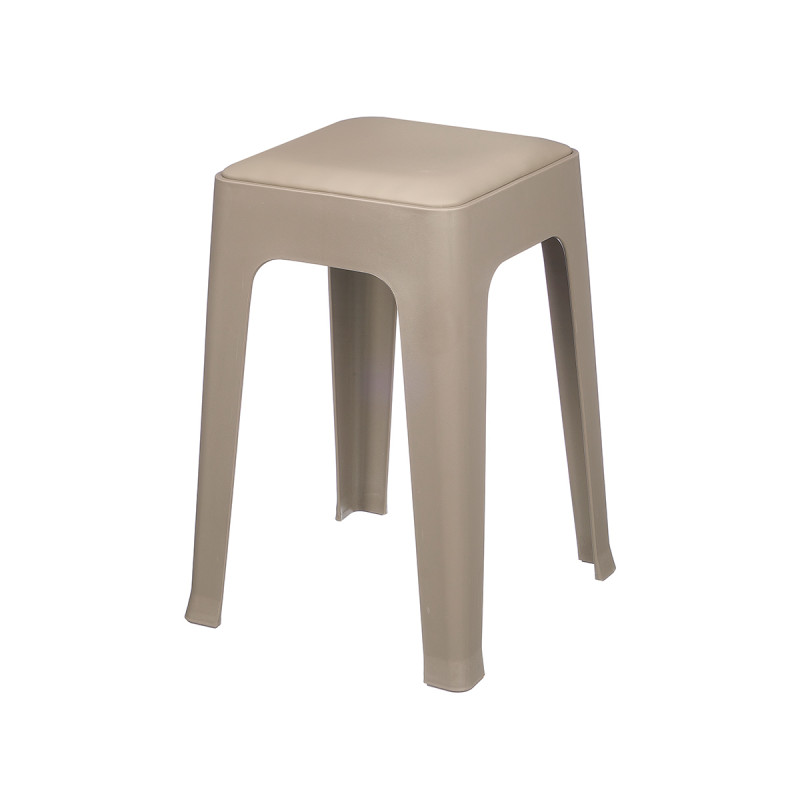 TABURETE PLASTICO ACOLCHADO GRIS