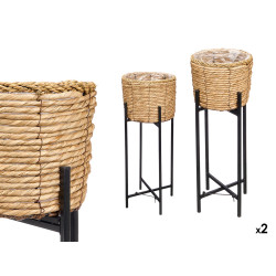 SET 2 VASO INTRECCIATO NATURALE GAMBE METALLO