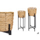 SET 2 POT FLEURS EN OSIER NATUREL PIEDS MÉTAL