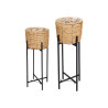 SET 2 NATURAL WICKER PLANT POT METAL LEGS