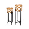 SET 2 VASO INTRECCIATO VICHY GAMBE METALLO