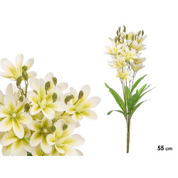 VARA 5 RAMAS 20 FLORES BLANCA 55CM