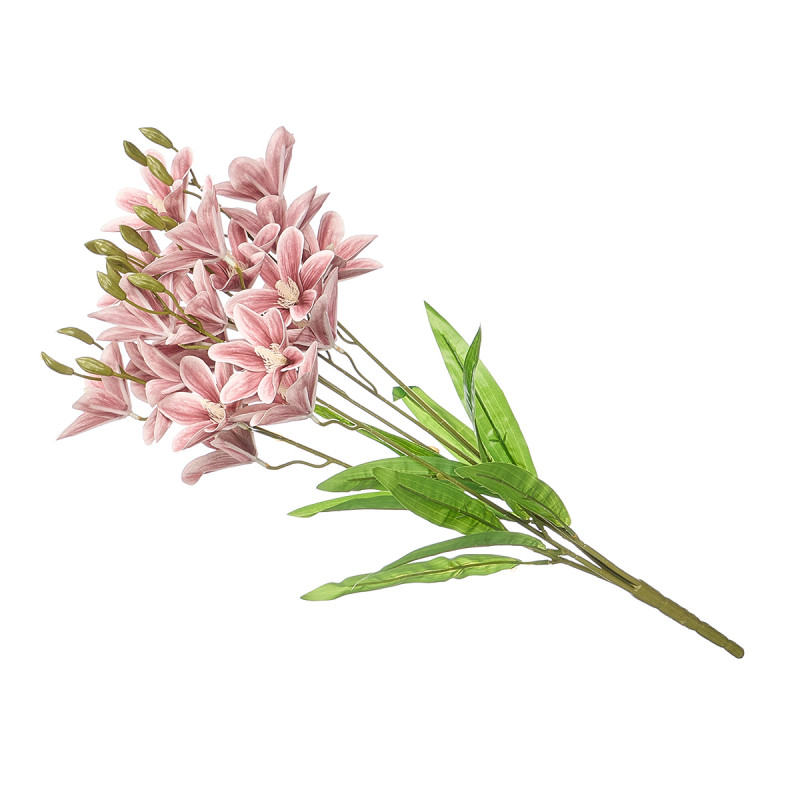 VARA 5 RAMOS 20 FLORES 55CM ROSA ENVELHECIDO