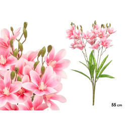 VARA 5 RAMAS 20 FLORES ROSA 55CM