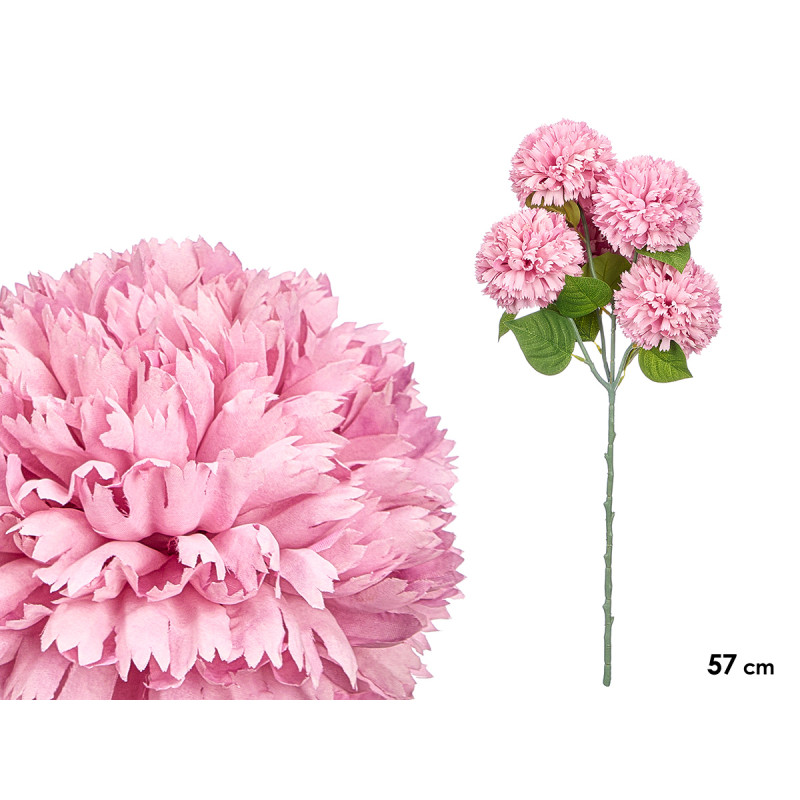 VARA RAMO 5 POMPONES ROSA PALO 57CM