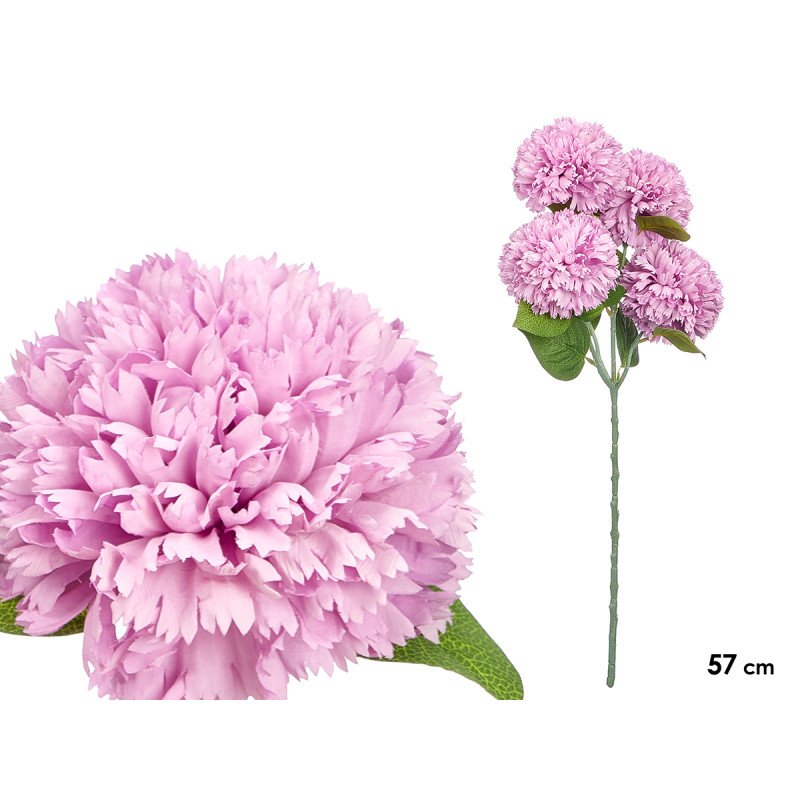 BRANCHE BOUQUET 5 POMPONS 57CM LILAS