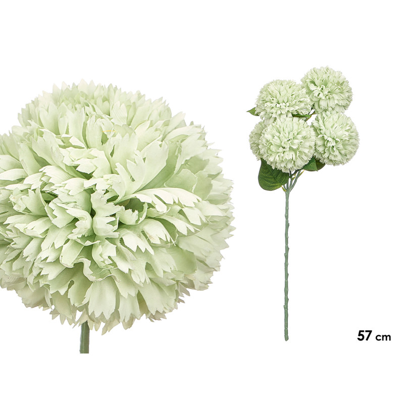 VARA RAMO 5 POMPONES VERDE 57CM