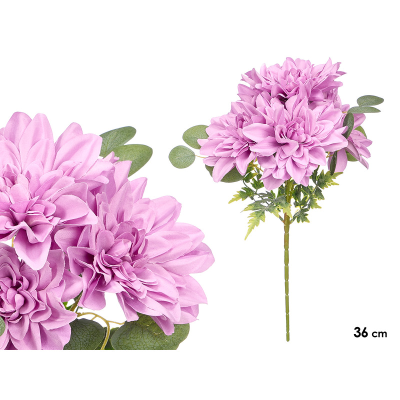 RAMO 5 FLORES ABIERTAS LILAS 36CM