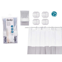 SHOWER CURTAIN PEVA 180 X 180 CM TRANSP GREY