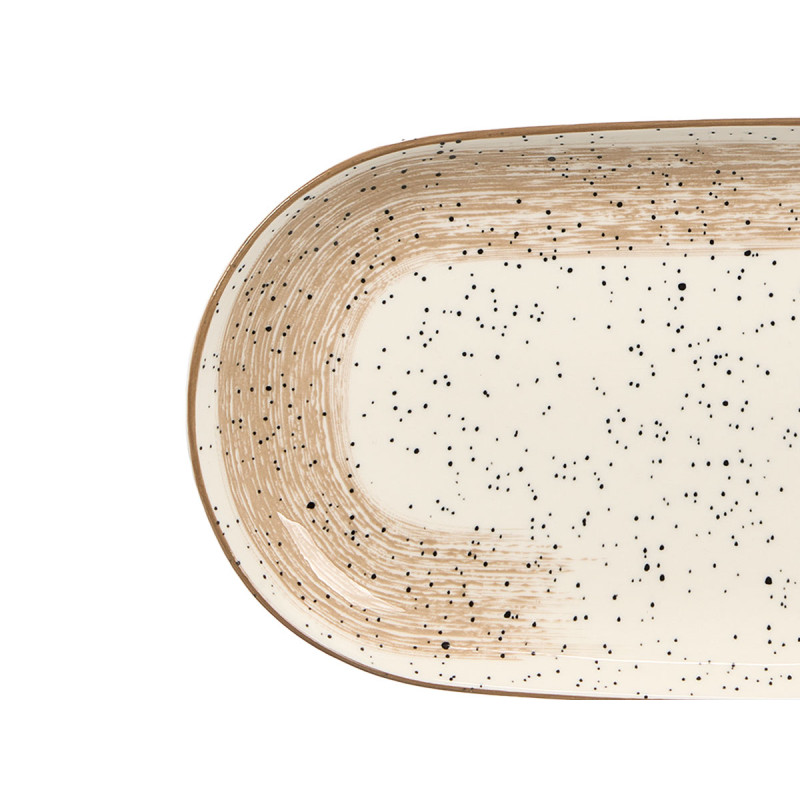 PLATEAU OVALE PATINÉ MARRON
