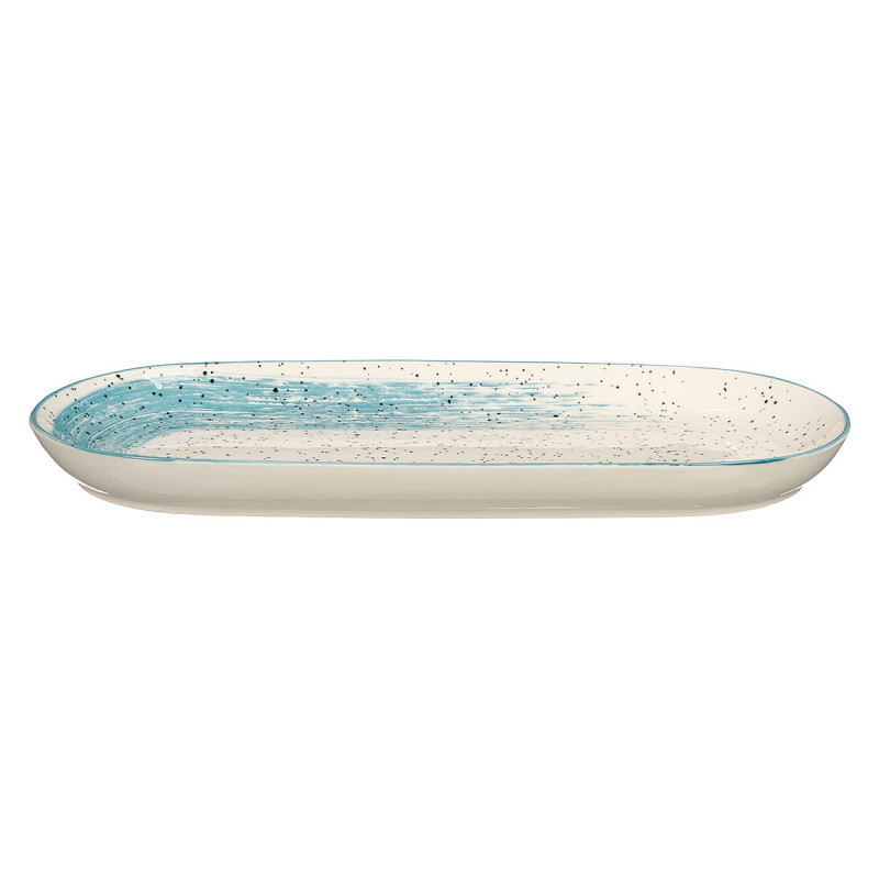 PLATEAU OVAL PATINÉ BLEU