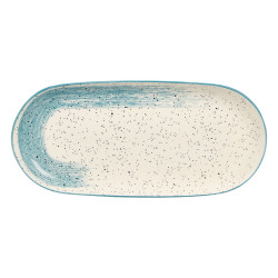 PLATEAU OVAL PATINÉ BLEU