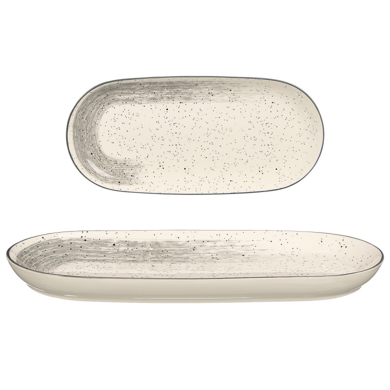 PLATEAU OVALE PATINÉ GRIS