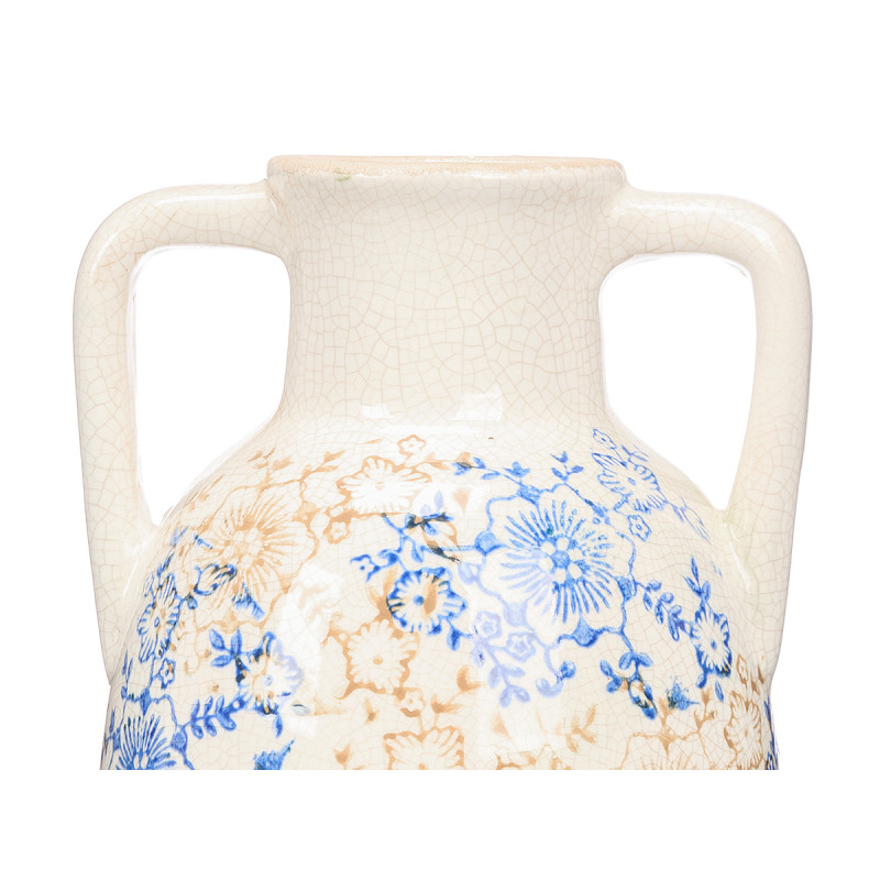VASE NONNA 2 ANSES BLEU BEIGE 38CM