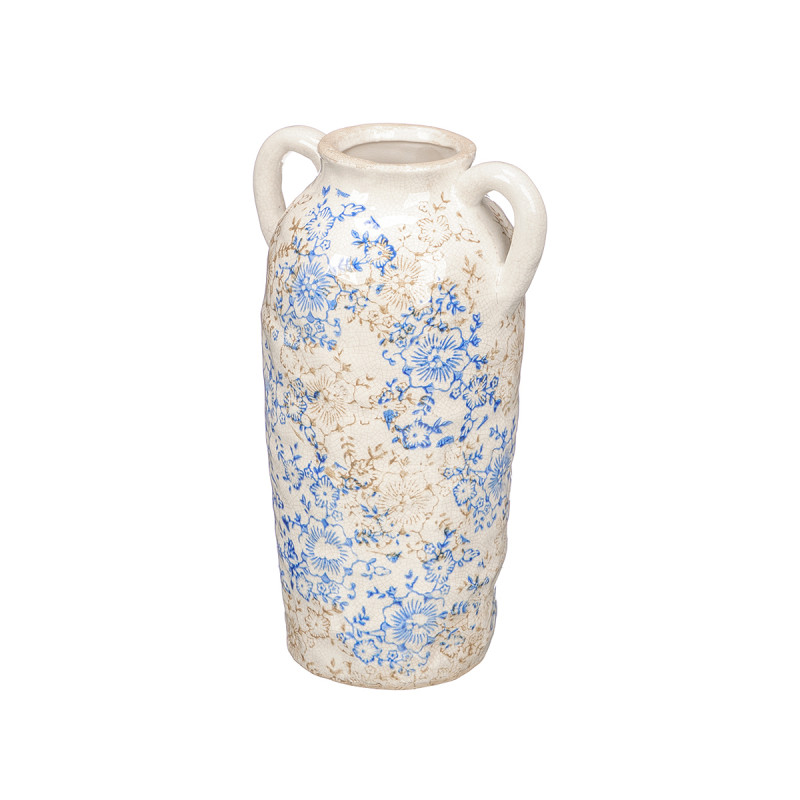 NONNA VASE 2 HANDLES BLUE BEIGE 29CM