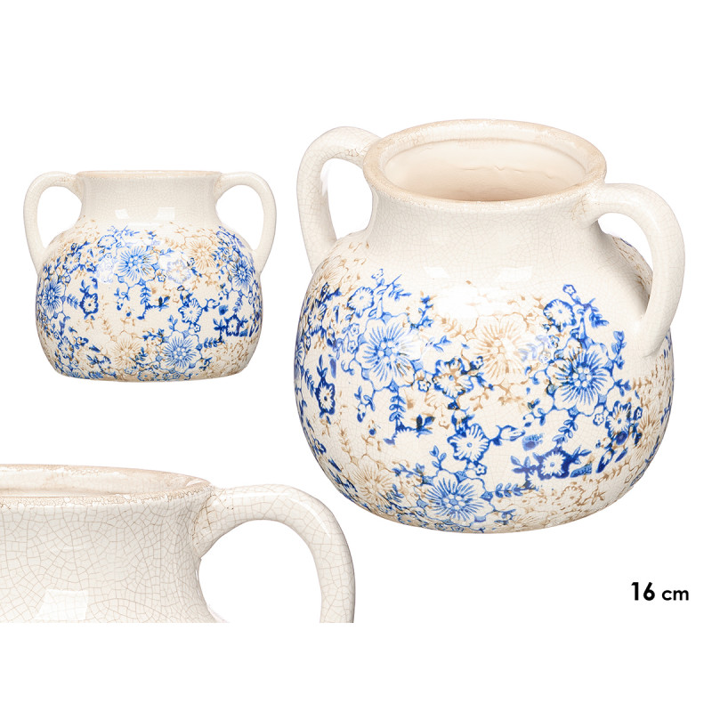 VASO 2 MANICI BLU BEIGE 16CM