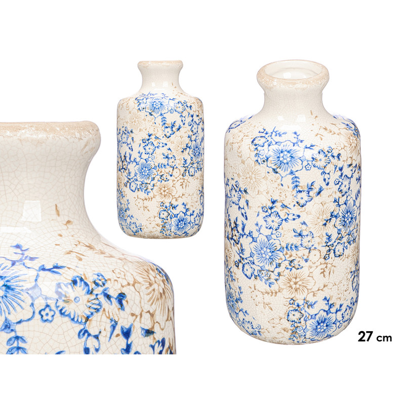 VASO BOTTIGLIA NONNA BLU BEIGE 27CM