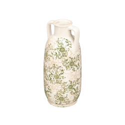 VASE NONNA 2 ANSES VERT BEIGE 38CM