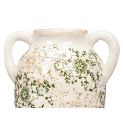 NONNA VASE 2 HANDLES GREEN BEIGE 29,5CM