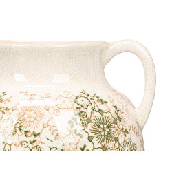 VASE 2 ANSES VERT BEIGE 16CM