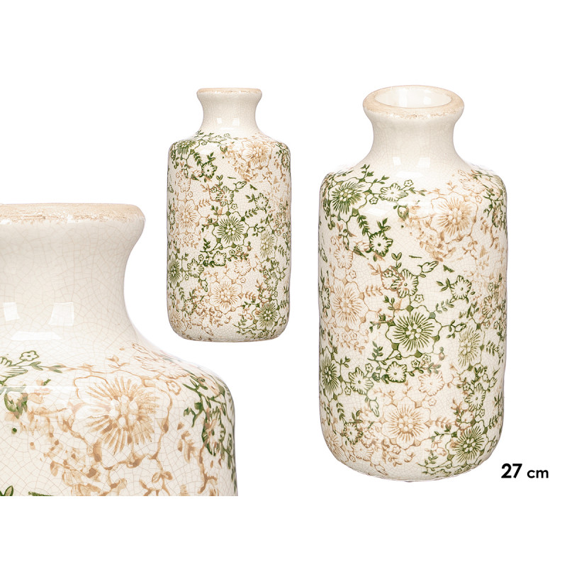 VASO BOTTIGLIA NONNA VERDE BEIGE 27CM