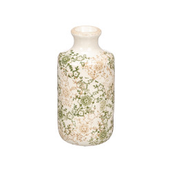 JARRON BOTELLA BOCA ANCHA VERDE BEIGE 27CM