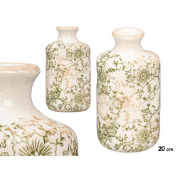 VASE NONNA BOUTEILLE VERT BEIGE 20,5CM