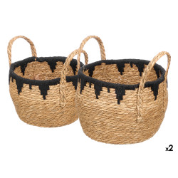 SET 2 POTS FLEURS BORD NOIR