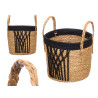 LARGE BLACK HANGING MACRAME WICKER PLANTER