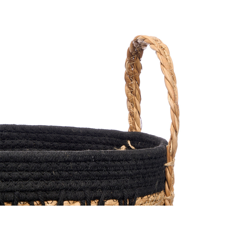 LARGE BLACK HANGING MACRAME WICKER PLANTER
