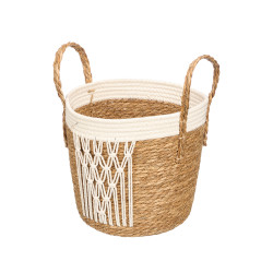 MACETERO MIMBRE MACRAME COLGANTE BLANCO GRANDE