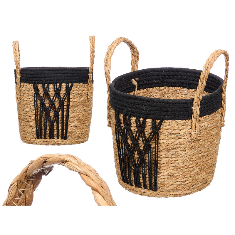 VASO INTRECCIATO MACRAME NERO PICCOLO DA APPENDERE