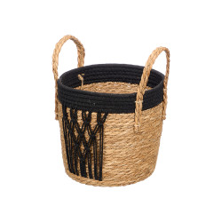 PETIT PANIER MACRAMÉ NOIR POUR PLANTES SUSPENDU