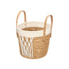 SMALL WHITE HANGING MACRAME WICKER PLANTER