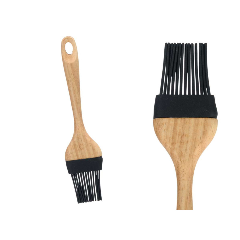 PINCEAU EN SILICONE NOIRE AVEC MANCHE EN BOIS