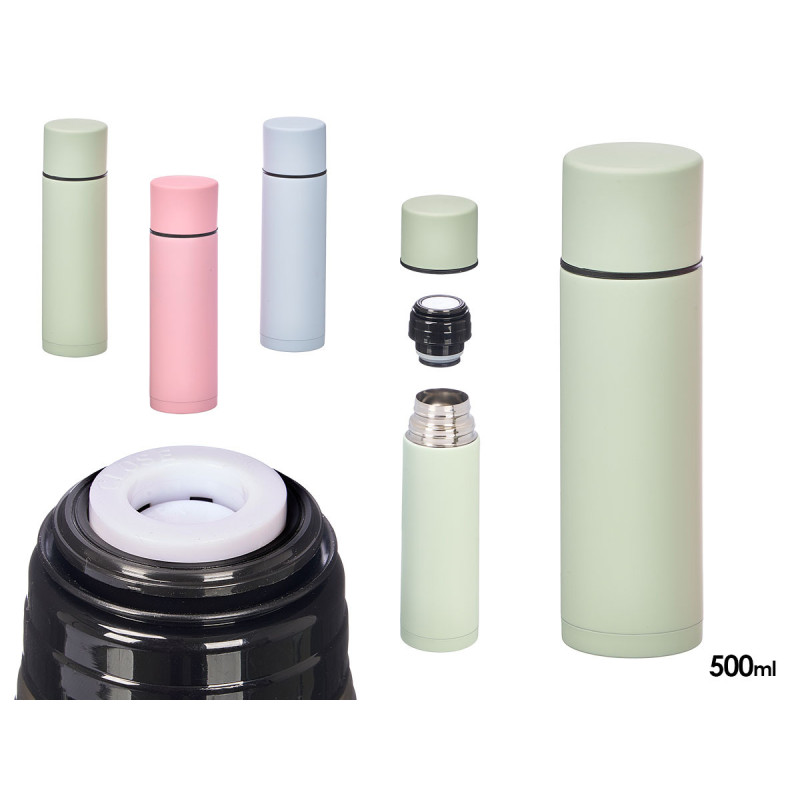 THERMOS ACIER INOX MAT ASSORT 3 COUL 500ML