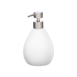 WHITE STRIPED POLYRESIN OVAL SOAP DISPENSER 