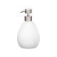 WHITE STRIPED POLYRESIN OVAL SOAP DISPENSER 