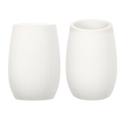 WHITE STRIPED POLYRESIN BATHROOM TUMBLER
