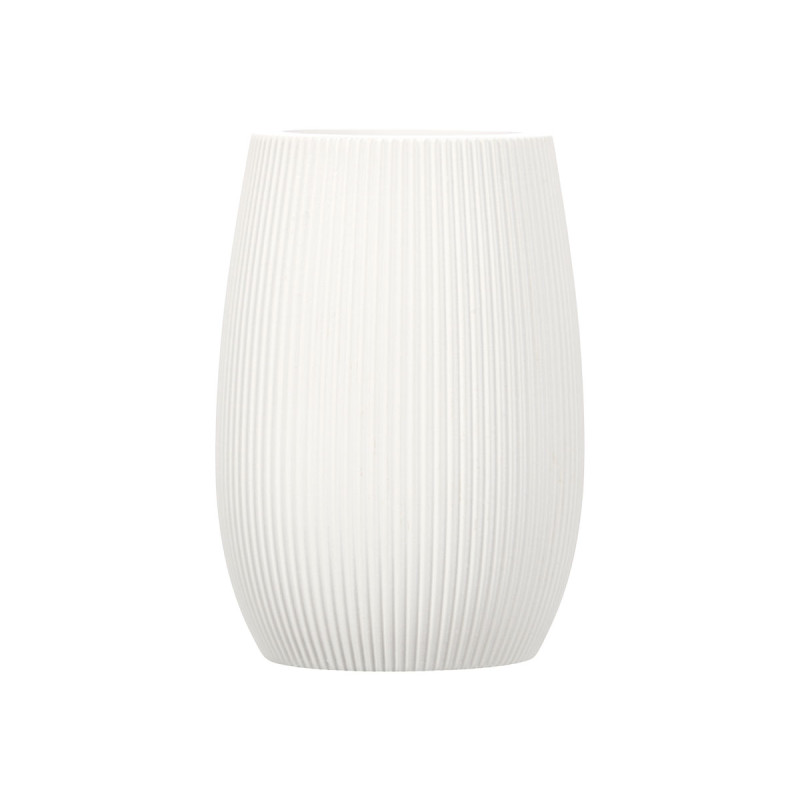 WHITE STRIPED POLYRESIN BATHROOM TUMBLER