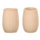 BICCHIERE POLIRESINA BAGNO BEIGE A RIGHE