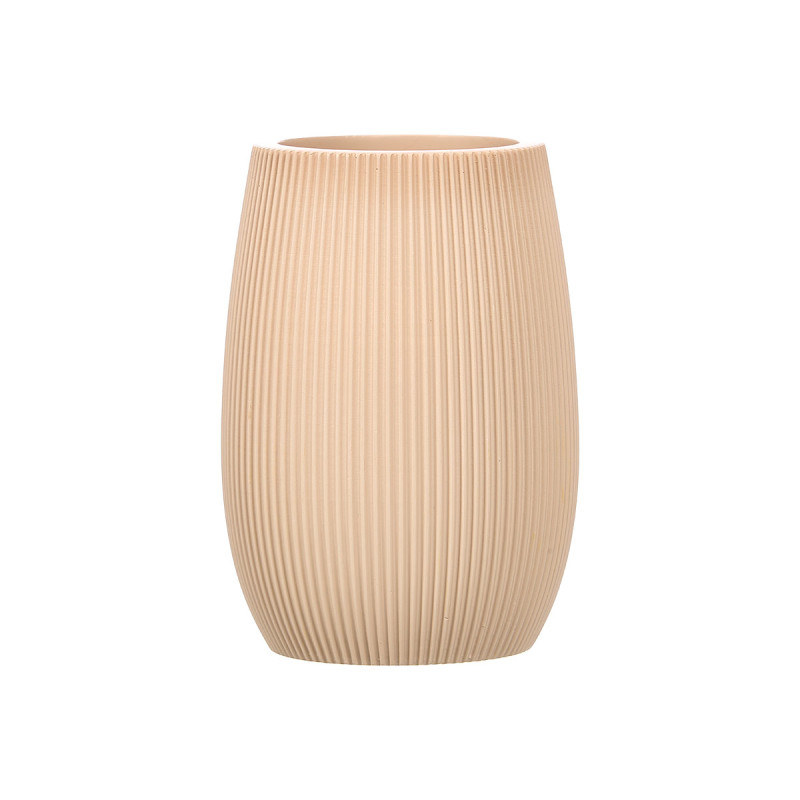 BEIGE STRIPED POLYRESIN BATHROOM TUMBLER