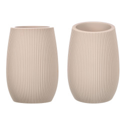 BICCHIERE POLIRESINA BAGNO GRIGIO RIGHE