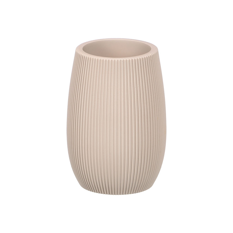 GREY STRIPED POLYRESIN BATHROOM TUMBLER